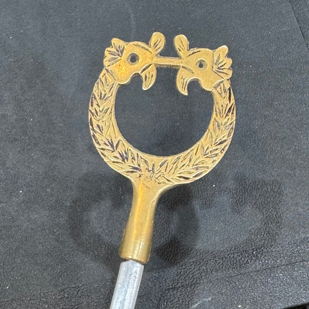 Vintage Tarzan Inox Turkey Stainless Kabob Steel Skewer Brass Bird Laurel Handle